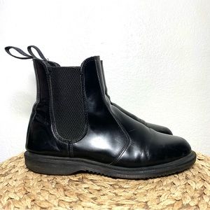 Dr martens flora black patent ankle boots